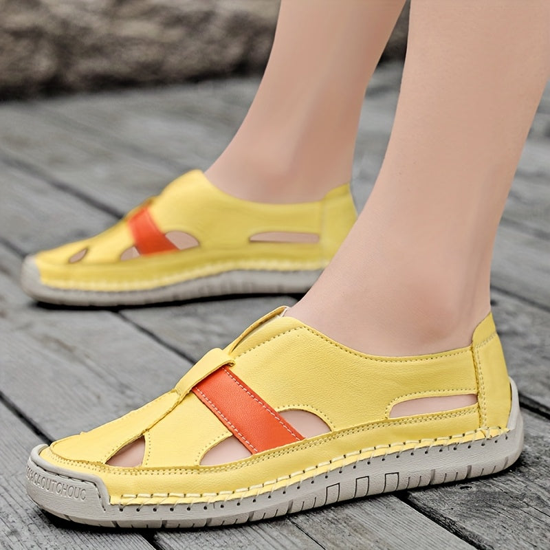 [Casual Summer Sandals] Summer Women's Casual Sandals | Breathable Hollow-Out Design, Non-Slip Rubber Sole, Adjustable Hook & Loop Closure, Round Toe Low-Cut Beach Shoes for Hiking, Couples, Multiple Colors Available