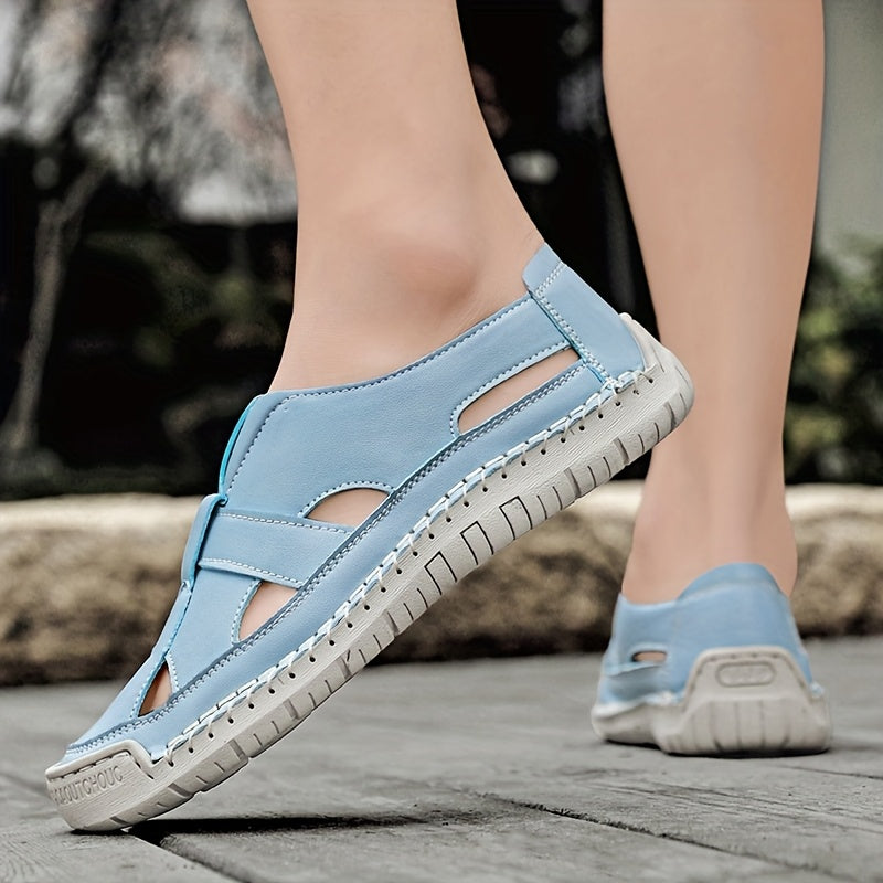 [Casual Summer Sandals] Summer Women's Casual Sandals | Breathable Hollow-Out Design, Non-Slip Rubber Sole, Adjustable Hook & Loop Closure, Round Toe Low-Cut Beach Shoes for Hiking, Couples, Multiple Colors Available